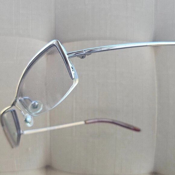 Bebe Women Glasses Frame Chrome Half Rim Eyeglasses Silver Tone Eyewear - Picture 2 of 12